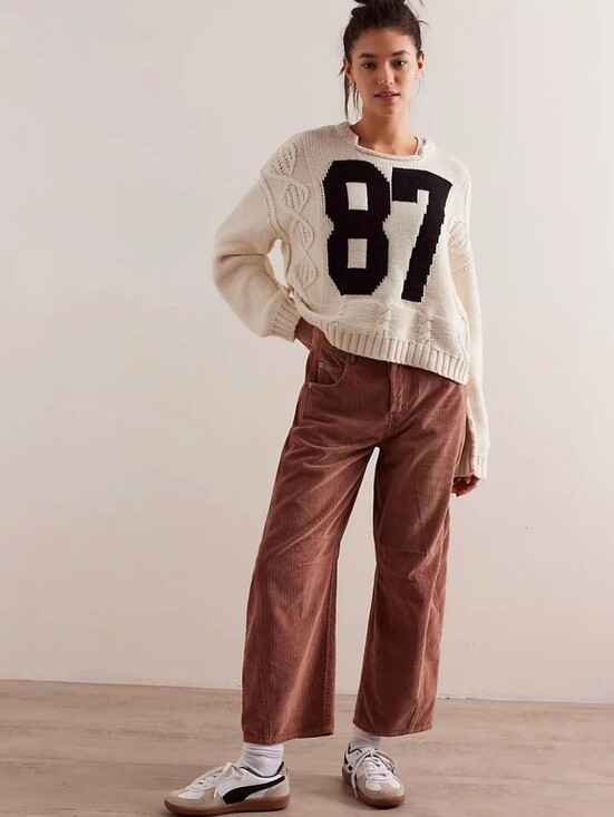 Free People Pants - Free People We The Free Good Luck Mid-Rise Cord Barrel Pants Moca Brown Size 31